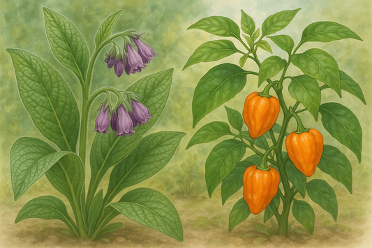 Comfrey plant and habanero